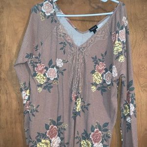 Torrid size 2 floral waffle long sleeve top